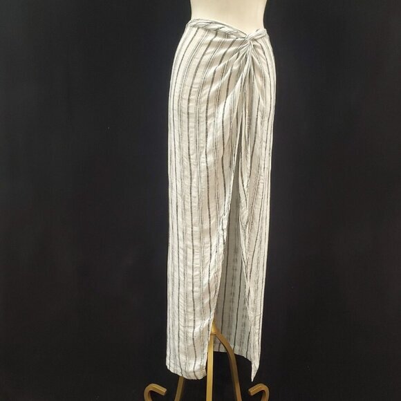 L Space Womens Striped Twist Front Sarong Size S White Beach Coastal Swim Summer - Picture 1 of 12
